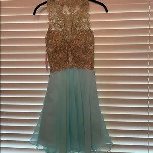 Beautiful turquoise and gold homecoming dress